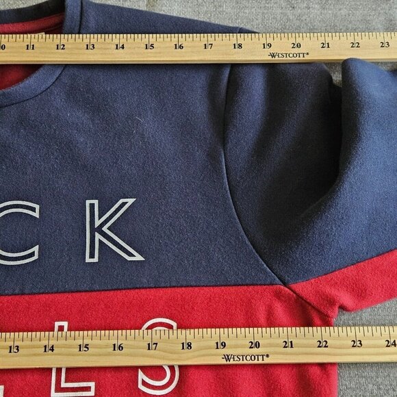 Jack Wills Sweatshirt Mens XL Navy Red Spellout Logo Front Crewneck LS Preppy - Picture 4 of 13